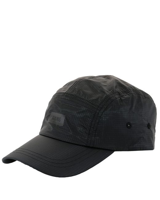 Rains Black Waterproof Nylon 5 Panel Ripstop Cap for men