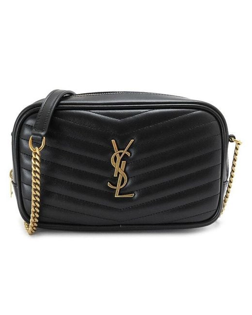 Saint Laurent Black Leather Mini Lou Crossbody Bag for men