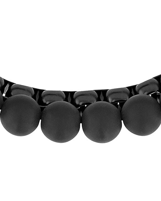 Robert Alton Black Stainless Steel Matte Onyx Bead Bolo Bracelet for men