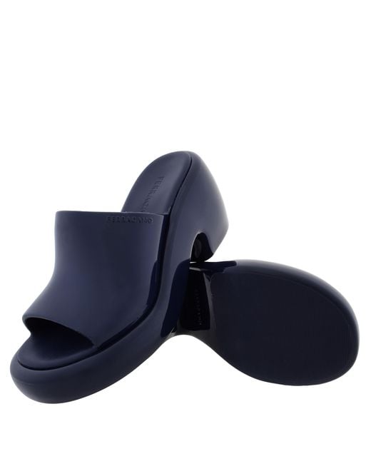 Ferragamo Blue Deva Chunky Rubber Slides