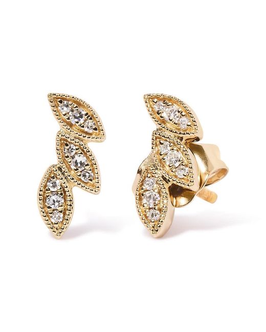 Haus of Brilliance Metallic 10K 1/10 Cttw Diamond Triple Leaf Stud Earring (H-I Color, I1-I2 Clarity) for men