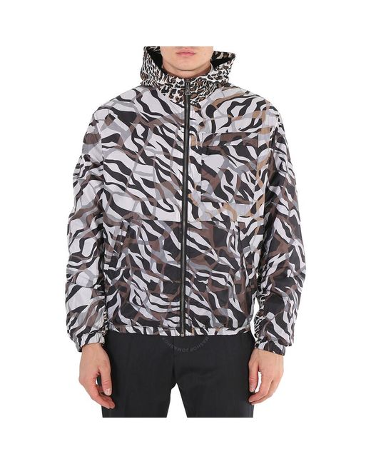 Roberto Cavalli Black Tiger Twiga And Leopard Print Hooded Track Jacket for men