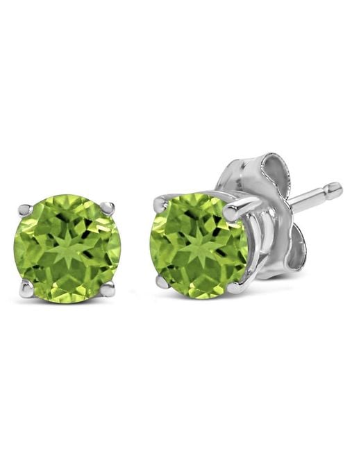 Haus of Brilliance Green 14K 5X5Mm Round Peridot Solitaire Stud Earrings