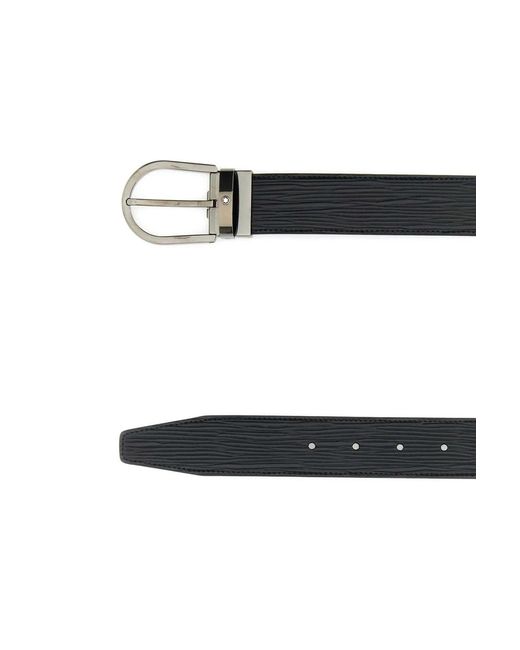 Montblanc Black Horseshoe Buckle 35 Mm Leather Belt for men