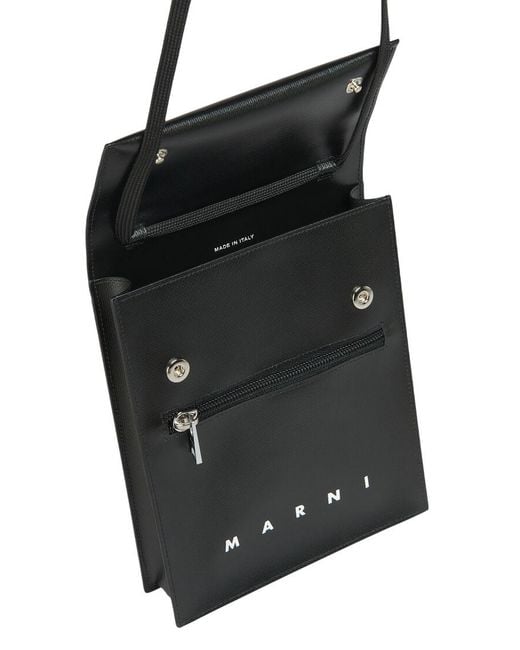 Marni Black Shoelace Strap Crossbody Bag for men