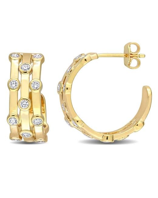 Created Forever Metallic 7/8 Ct Tgw Lab Created Diamond Triple Row Vintage Hoop Earrings