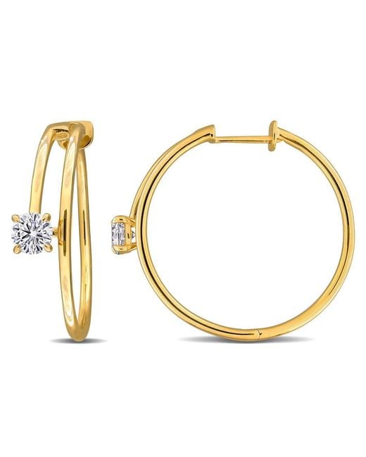 Created Forever Metallic 1 3/8 Ct Lab Grown Diamond Tw Hoop Earrings 14K
