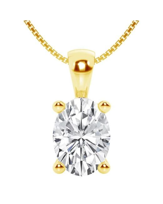 Brilliant Diamond Metallic 1/2 Carat Oval Lab Grown Diamond Solitaire Pendant Necklace