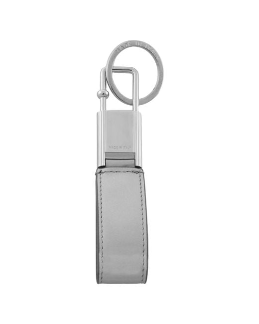 Ferragamo White Gancini-Inspired Leather Keyring for men