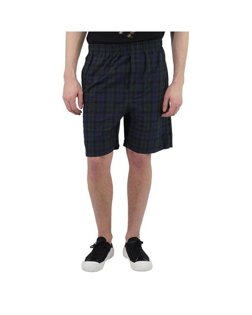 Balenciaga Blue Parisian Check Cotton-Blend Shorts, Brand Size 46 (Waist for men