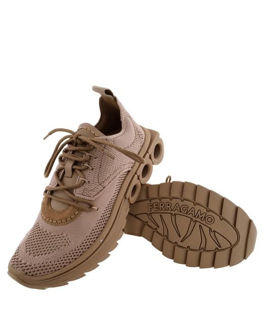 Ferragamo Brown Ferragamo Nima Technical Knit Running Sneakers, Size 7