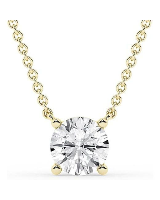 Brilliant Diamond Metallic 1 Carat Round Lab Grown Diamond Pendant Necklace