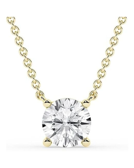 Brilliant Diamond Metallic 2 Carat Round Lab Grown Diamond Pendant Necklace