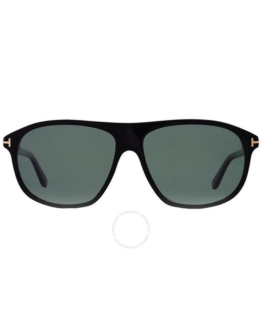 Tom Ford Black Prescott Polarized Green Navigator Sunglasses Ft1027 01r 60 for men