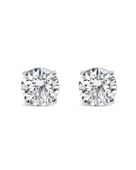 Haus of Brilliance Metallic Sterling 1.0 Cttw Round Cut Lab Grown Diamond 4-Prong Classic Solitaire Stud Earrings