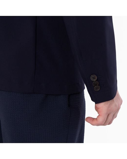 Emporio Armani Blue Stretch-Nylon Single-Breasted Blazer, Brand Size 50 Us for men