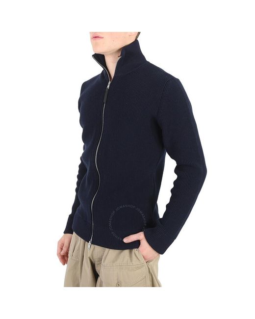Maison Margiela Blue Navy Wool-blend Full Zip Cardigan for men