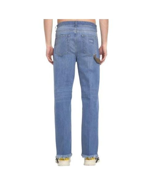 Fendi Blue 'Sfrayed Hem Denim Jeans, Waist for men