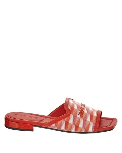 Jimmy Choo Red Nako Nappa Leather Flats