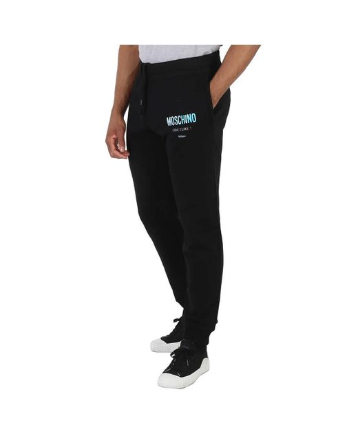 Moschino Black Holographic Logo Tracksuit Bottoms for men