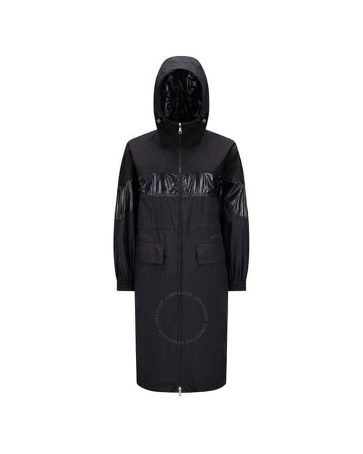 Moncler Black Elorn Long Hooded Coat, Brand Size 3