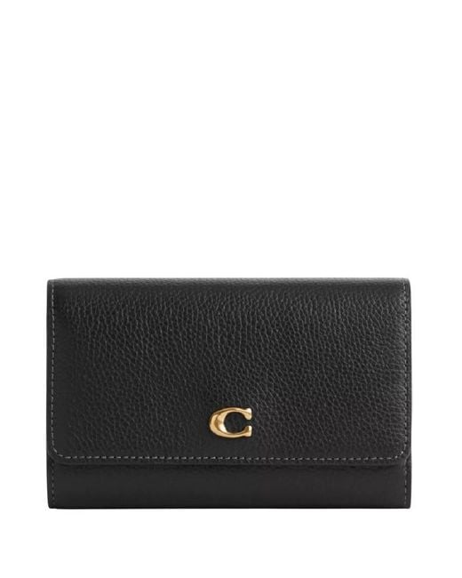 COACH Black Medium Flap Leather Wallet