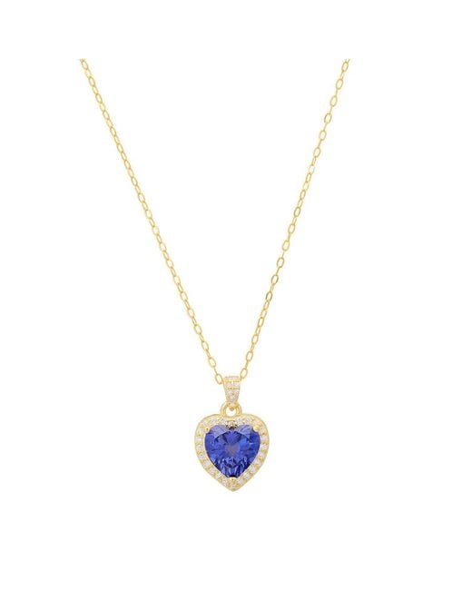 Kylie Harper Metallic 14K Over Heart-Cut Tanzanite Cz Halo Pendant
