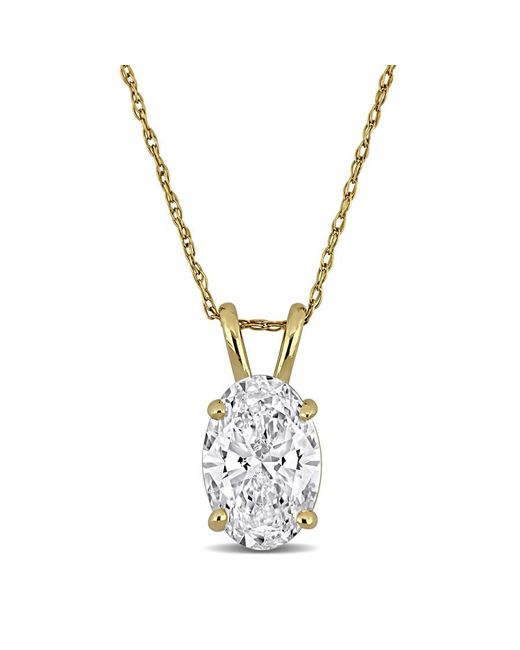 Created Forever Metallic 2Ct Tw Oval-Cut Lab Grown Diamond Solitaire Pendant With Chain for men
