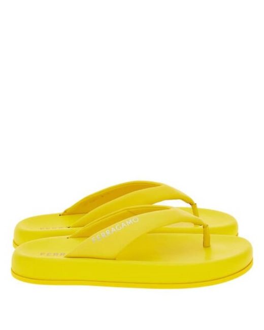 Ferragamo Yellow Dylan Platform Sandals for men