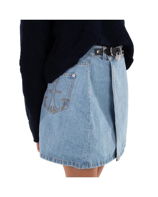 J.W. Anderson Blue Padlock Strap Mini Denim Skirt