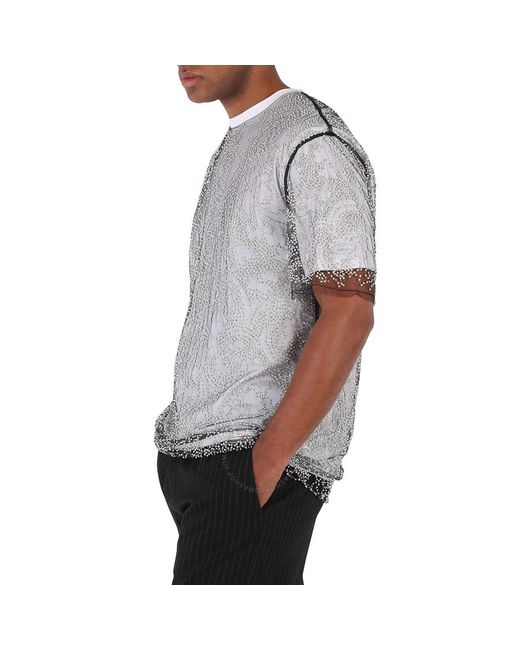 Burberry Gray Beaded Tulle And Cotton T-shirt for men