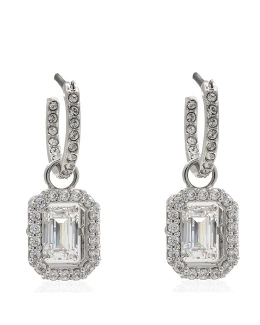 Swarovski Metallic Ladies Millenia Rhodium Plated Octagon Cut Drop Earrings