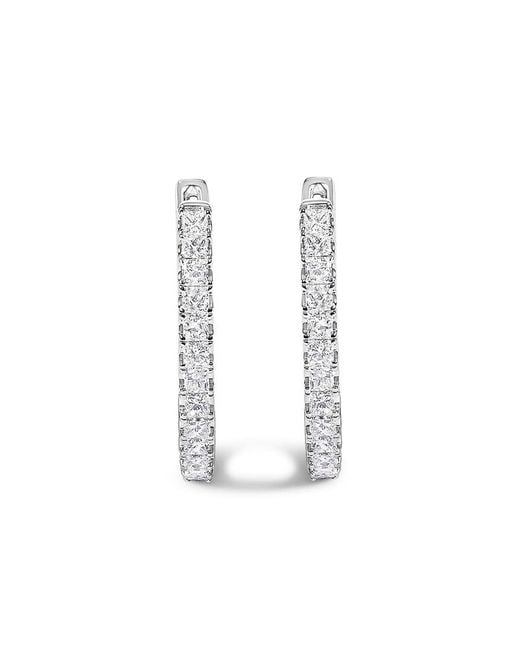 Haus of Brilliance Metallic 14K 2.00 Cttw Princess Diamond Inside Out Elongated Hoop Earrings