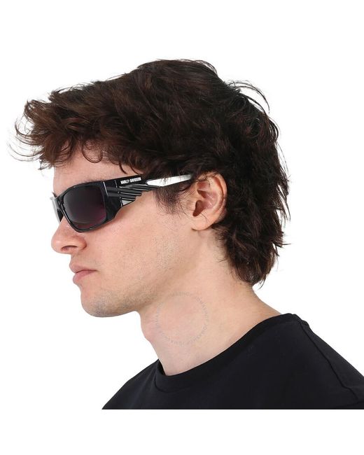 Harley Davidson Blue Smoke Gradient Wrap Sunglasses Hd0142v 01b 60 for men