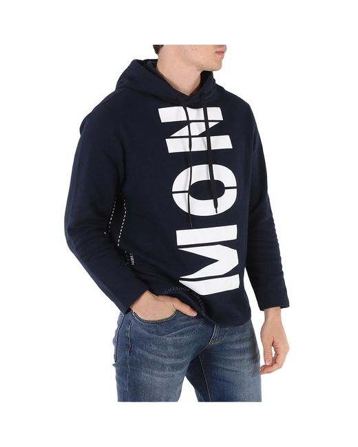 Moncler Blue X Craig Green Navy Logo Print Hooded Sweatshirt for men