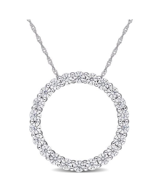 Amour Metallic 2 1/5 Ct Dew Created Moissanite Circle Pendant With Chain