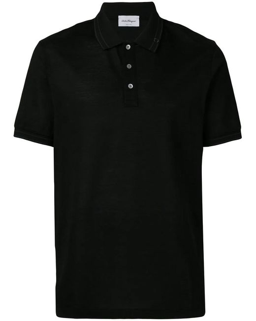 Ferragamo Black Basic Cotton Polo for men