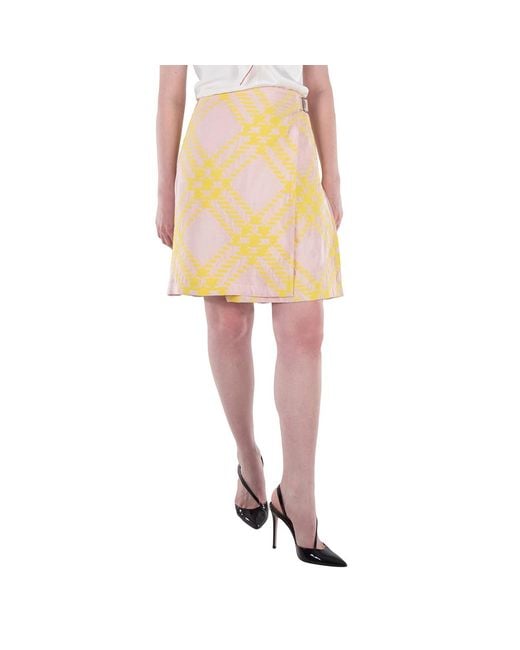Burberry Yellow Pleat Detailing Wrap Skirt, Brand Size 4 (Us