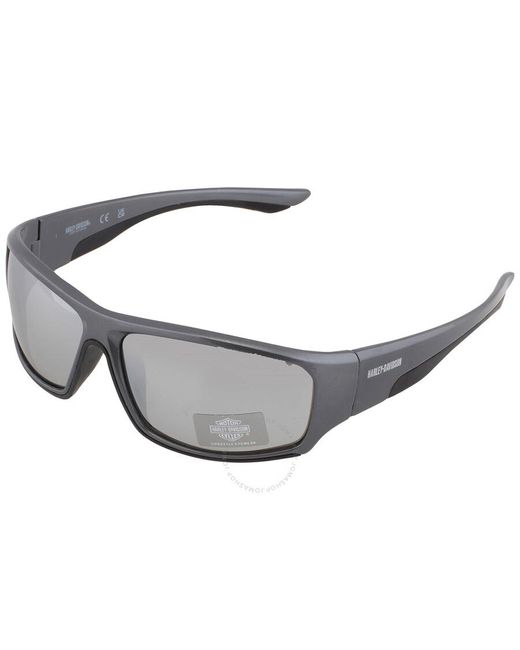 Harley Davidson Gray Smoke Mirror Wrap Sunglasses Hd0670s 20c 64 for men
