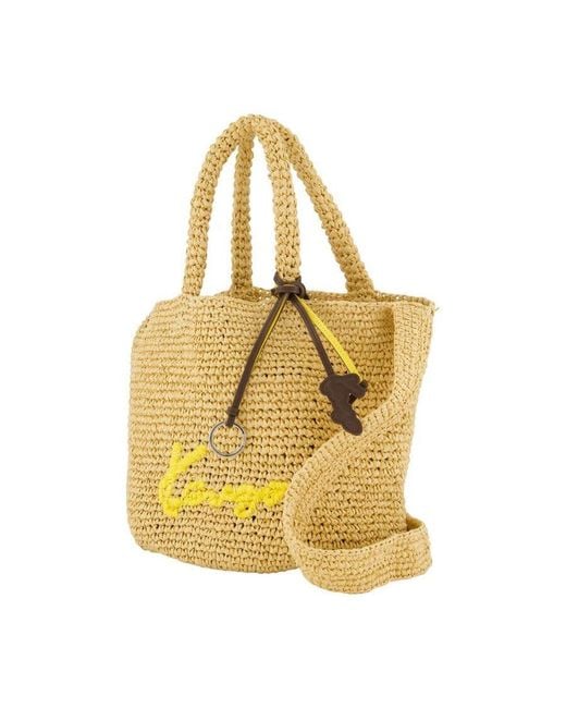 KENZO Yellow Raffia Crossbody Bag