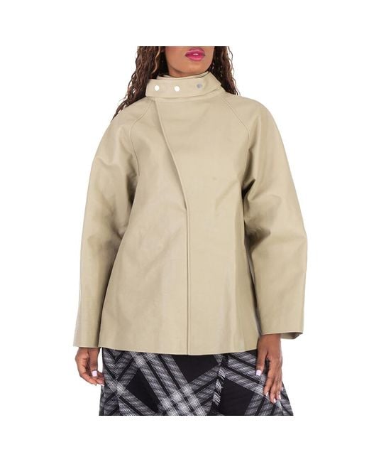 Burberry Green Puttee Collar Leather Jacket, Brand Size 6 Us