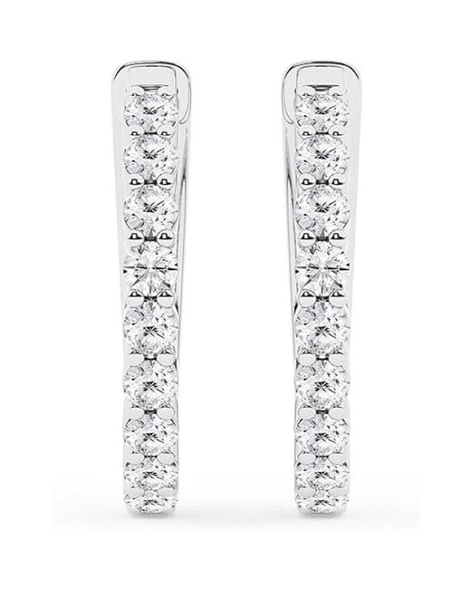 Brilliant Diamond White 1.0 Carat Round Lab Grown Diamond Single Row Hoop Earrings for men