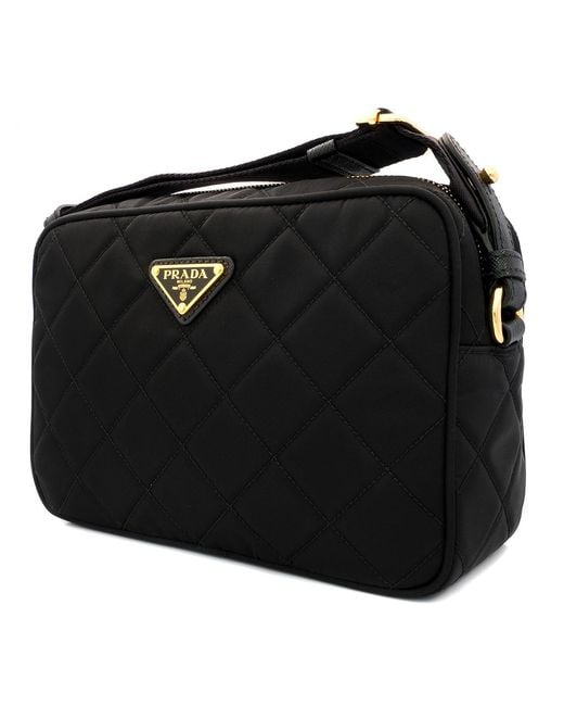 Prada Black Ladies Bandoliera Nylon Tessuto Quilted Camera Bag for men