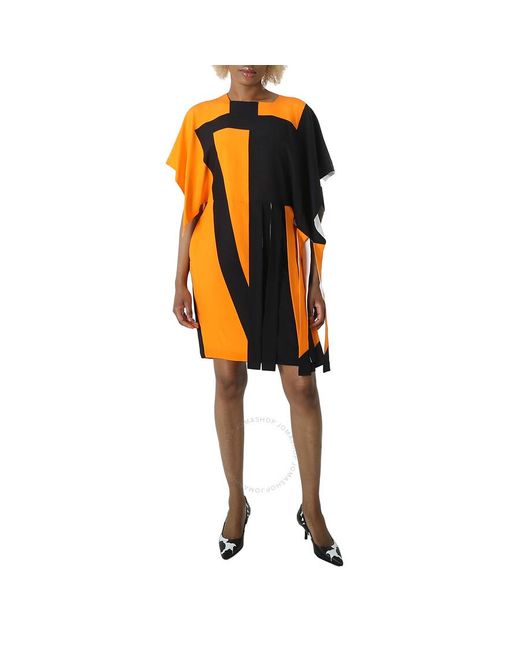 Burberry Orange Bright Ip Geometric Print Dress