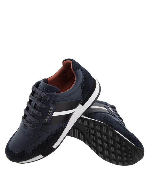Bally Blue Glendy Leather Low-Top Sneakers