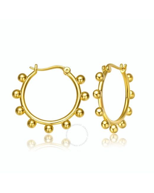 Rachel Glauber Metallic 14k Gold Plated Cubic Zirconia Hoop Earrings