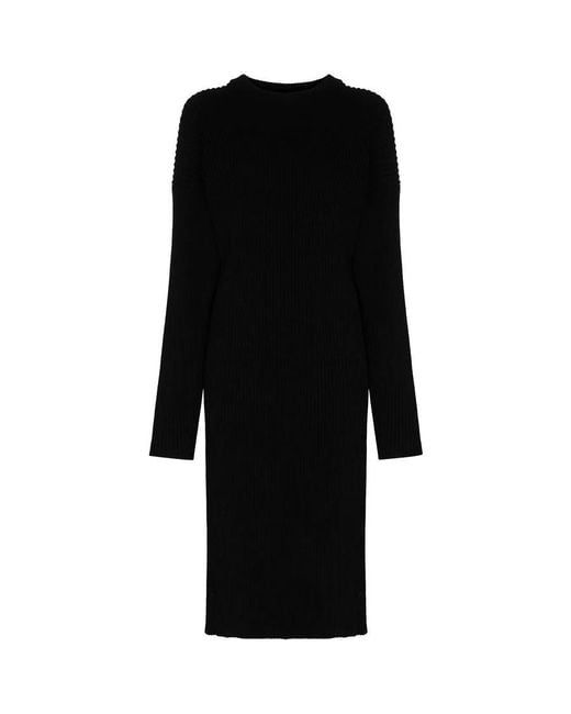 Bottega Veneta Black Cut-Out Knee-Length Sweater Dress