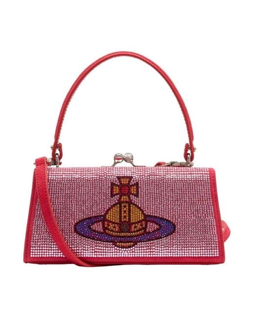 Vivienne Westwood Red Beaded Orb-Embellished Top Handle Bag