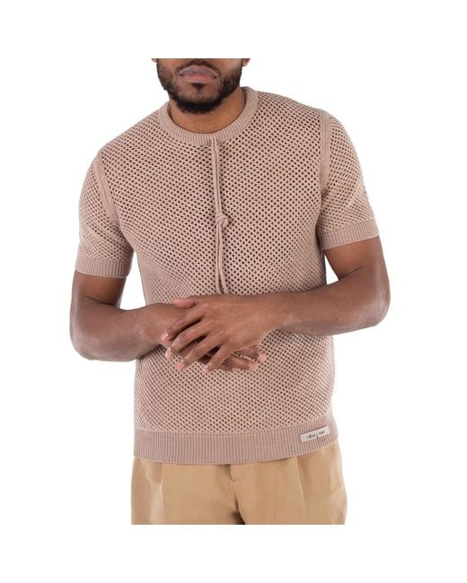 Fendi Brown Regular-Fit Short-Sleeved Knit Jumper, Brand Size 50 Us for men