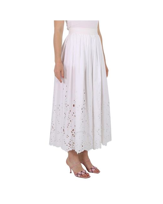 Chloé White Embroidered Mid-length Skirt